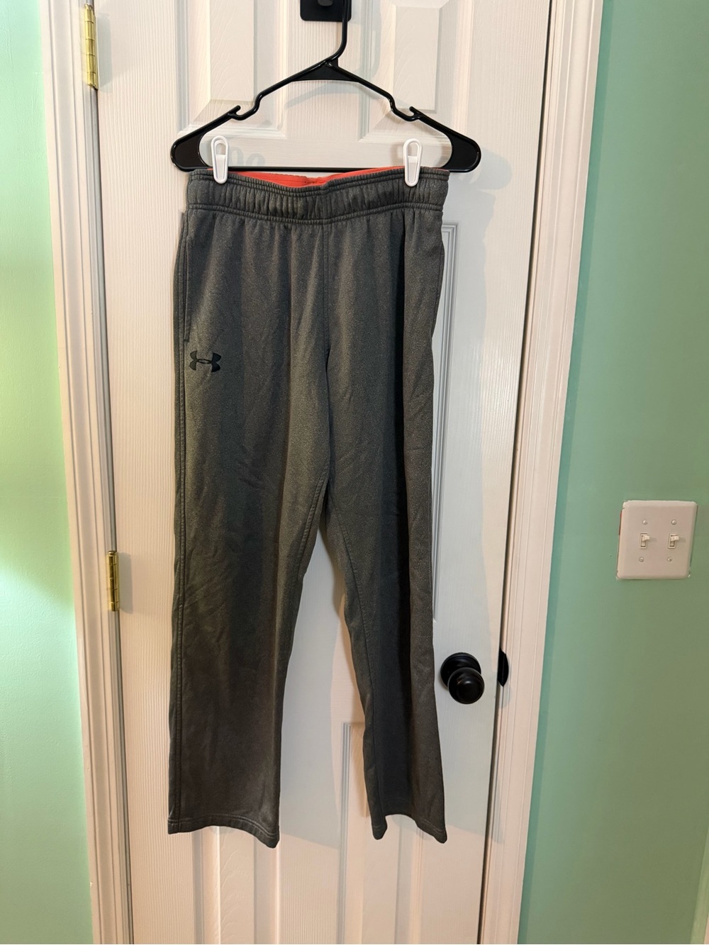 Under Armour Mens' Gray Sweat Joggers with Coral Waistband Detail